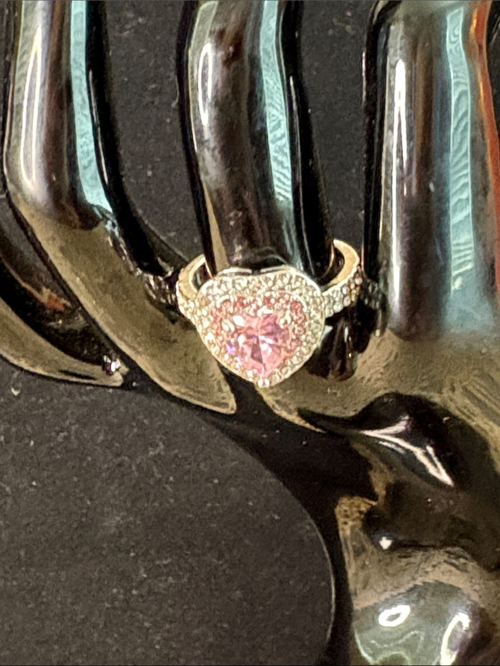Pink Heart Halo Ring - Elegant Women's Fashion Ring